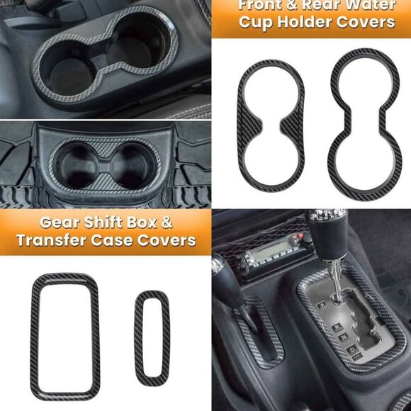 2011-2018 Jeep wrangler Jk18 PCS Full Set Interior Decoration Trim Kit carbon - Picture 3 of 7